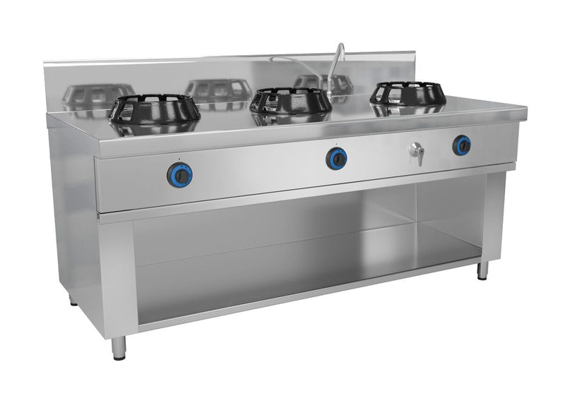 Kuchenka gazowa Wok - 42 kW - 3 palniki - z mini kolumną wodną