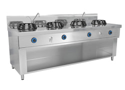Kuchenka gazowa wok - 56 kW - 4 palniki - włącznie z 2 mini kolumnami wodnymi