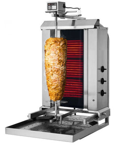 Elektryczny grill do gyrosa/kebaba - mobilny - 3 palniki - maks. 40 kg - włącznie z drzwiami na zawiasach