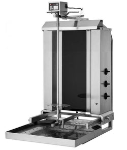 Elektryczny grill do gyrosa/kebaba - mobilny - 3 palniki - maks. 40 kg - włącznie z drzwiami na zawiasach