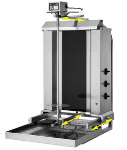 Elektryczny grill do gyrosa/kebaba - mobilny - 3 palniki - maks. 40 kg - włącznie z drzwiami na zawiasach