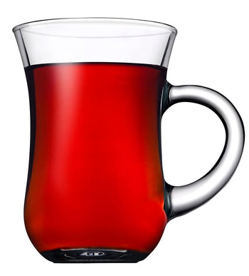 (48 sztuk) Szklanka do herbaty z uchem - AQUA - 140 ml - Zestaw 6 sztuk - Prime Gastro