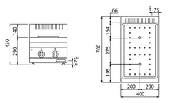 Kuchenka na podczerwień - 6,4 kW - 2 płyty grzewcze