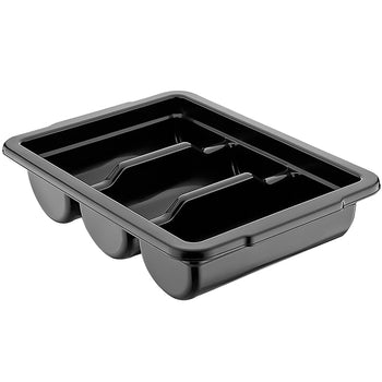 Pojemnik na sztućce z 3 przegrodami włącznie z pokrywą – czarny - Prime Gastro