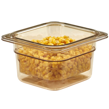 (6 szt.) CAMBRO | H-PAN™ - Żaroodporne pojemniki GN 1/6 - Bursztynowe - Głębokość 100 mm - Prime Gastro