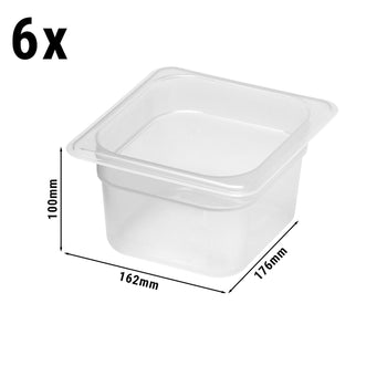 (6 sztuk) CAMBRO | Pojemniki GN z polipropylenu 1/6 – mleczne – wysokość: 100 mm - Prime Gastro