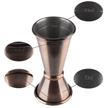 (6 sztuk) Miarka barowa - stal nierdzewna - 20cl i 40cl - z linią napełniania 10cl i 30cl - Prime Gastro