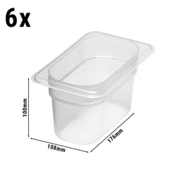 (6 sztuk) CAMBRO | Pojemnik GN z polipropylenu 1/9 – mleczny – wysokość: 100 mm