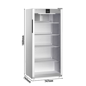 LIEBHERR |Chłodziarka PERFORMANCE - 432 litry - Wnętrze z tworzywa sztucznego - z 1 szklanymi drzwiami - Szara - Prime Gastro