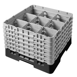 CAMBRO | CAMRACK® - kosz do mycia szklanek 1/1 - 9 przegródek - z 6 przedłużkami - 500x500mm - Czarny