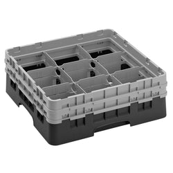 CAMBRO | CAMRACK® - kosz do mycia szklanek 1/1 - 9 przegródek - z 2 przedłużkami - 500x500mm - Czarny