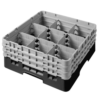 CAMBRO | CAMRACK® - kosz do mycia szklanek 1/1 - 9 przegródek - z 3 przedłużkami - 500x500mm - Czarny - Prime Gastro