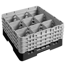 CAMBRO | CAMRACK® - kosz do mycia szklanek 1/1 - 9 przegródek - z 4 przedłużkami - 500x500mm - Czarny