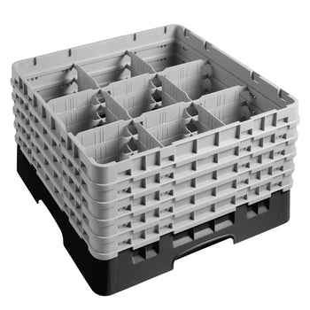 CAMBRO | CAMRACK® - kosz do mycia szklanek 1/1 - 9 przegródek - z 5 przedłużkami - 500x500mm - Czarny - Prime Gastro