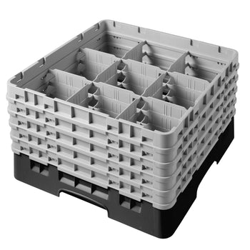 CAMBRO | CAMRACK® - kosz do mycia szklanek 1/1 - 9 przegródek - z 5 przedłużkami - 500x500mm - Czarny - Prime Gastro