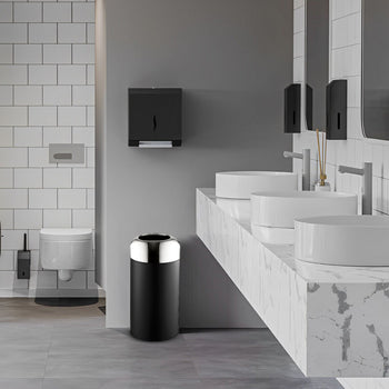 Pojemnik na odpady do użytku wewnątrz & na zewnątrz - 40 litrów - Czarny/Chrom - Prime Gastro