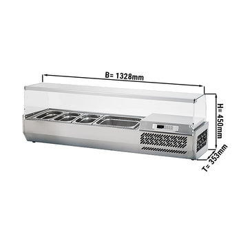 Witryna chłodnicza nadstawna PREMIUM PLUS - 1328x353mm - 5x GN 1/4 - Prime Gastro