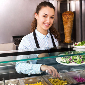 Stół chłodniczy do pizzy ECO - 1400x700mm - z 3 drzwiami - włącznie z witryną chłodniczą nadstawną - 6x GN 1/4 - Prime Gastro