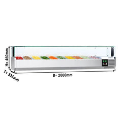 Top-mounted refrigerated display cabinet PREMIUM with LED lighting - 2000x335mm - 10x GN 1/4