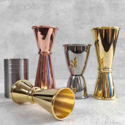 (6 sztuk) Miarka barowa - stal nierdzewna - 25cl i 50cl - z linią napełniania 15cl i 35cl