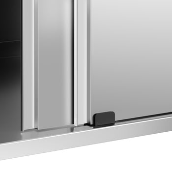 Szafka robocza ze stali nierdzewnej PREMIUM - 1600 x 800 mm - z drzwiami przesuwnymi - wraz z deską do krojenia w kolorze zielonym - Prime Gastro