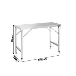 Stół roboczy ze stali nierdzewnej - składany - 1400 x 700 mm