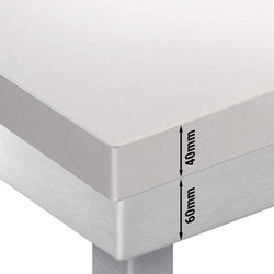 Stół roboczy ze stali nierdzewnej PREMIUM – 2000 x 600 mm – z podstawą – w zestawie z białą deską do krojenia