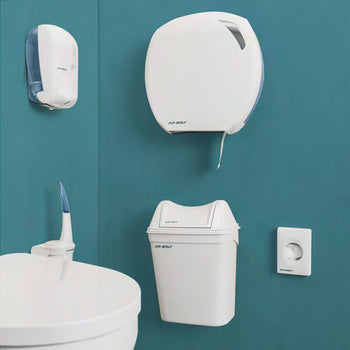 AIR-WOLF | Higieniczny pojemnik na odpady z pokrywą - 8 litrów - ABS plastik - biały - Prime Gastro