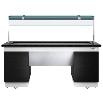 Lada bufetowa grzewcza DUBLIN - 2000 mm - z bemarem & kółkami - dla 5x GN 1/2 - Prime Gastro