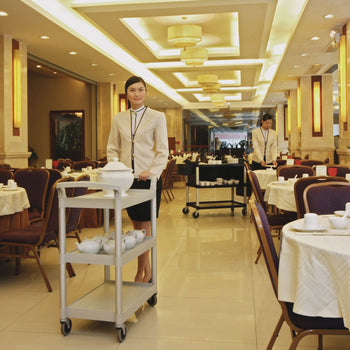 CAMBRO | Wózek do serwowania z polipropylenu - 835x410mm - z 3 piętrami- szary nakrapiany - Prime Gastro