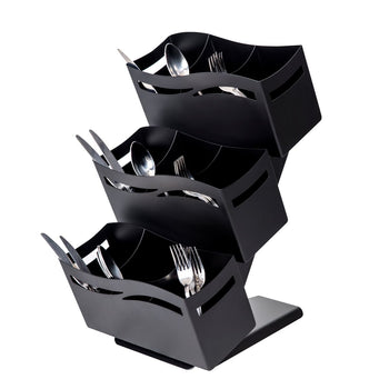 Stojak na sztućce - z 3 półkami - czarna - Prime Gastro