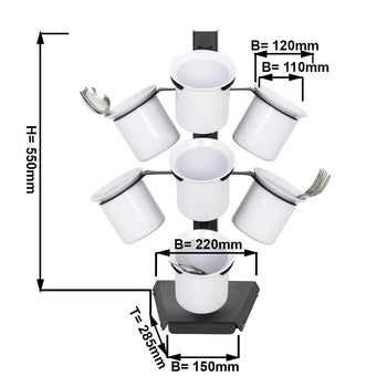 Stojak na sztućce - z 7 półkami - Czarna - Prime Gastro