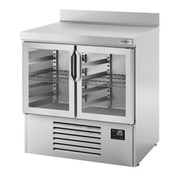 Stół chłodniczy PREMIUM PLUS - 978x700 mm - z 2 szklanymi drzwiami & panelem tylnym