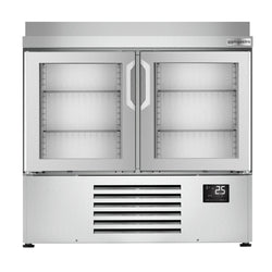 Stół chłodniczy PREMIUM PLUS - 978x700 mm - z 2 szklanymi drzwiami & panelem tylnym