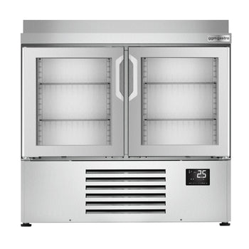 Stół chłodniczy PREMIUM PLUS - 978x700 mm - z 2 szklanymi drzwiami & panelem tylnym - Prime Gastro