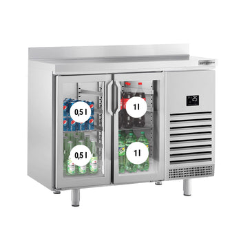 Stół chłodniczy barowy do napojów Premium PLUS - 1468x700 mm - z 2 szklanymi drzwiami & panelem tylnym - Prime Gastro