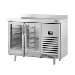 Stół chłodniczy barowy do napojów Premium PLUS - 1468x700 mm - z 2 szklanymi drzwiami & panelem tylnym