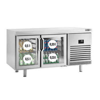 Barowy stół chłodniczy na napoje - (EN) - ze szklanymi drzwiami dwustronnymi - Prime Gastro