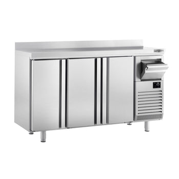 Stół chłodniczy barowy do napojów Premium PLUS - 1960x600 mm - z 3 drzwiczkami, panelem tylnym & kołatką do kawy - Prime Gastro