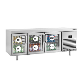 Barowy stół chłodniczy na napoje - (EN) - ze szklanymi drzwiami dwustronnymi - Prime Gastro