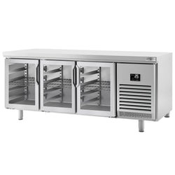 Stół chłodniczy PREMIUM PLUS - 2185x800 mm - z 3 szklanymi drzwiami
