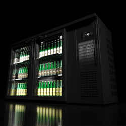 Stół chłodniczy barowy do napojów Premium - 1435x528 mm - 260 litrów - z 2 szklanymi drzwiami