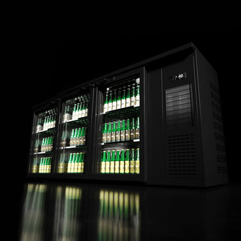 Stół chłodniczy barowy do napojów Premium PLUS- 1989 x 528 mm - 410 litrów - z 3 szklanymi drzwiami - Prime Gastro