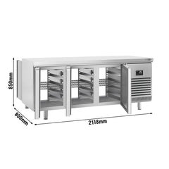 Refrigeration and freezing tables with doors on both sides for bakeries