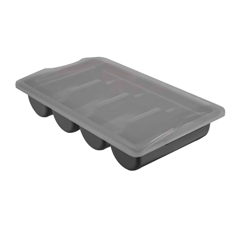 Pojemnik na sztućce z 4 przegrodami włącznie z pokrywą – czarny