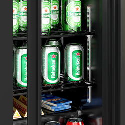 Chłodziarka barowa - 900 mm - 220 litrów - 2 szklane drzwi przesuwne - Czarna na zewnątrz & wewnątrz