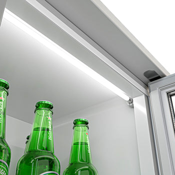 Chłodziarka barowa - 1330 mm - 320 litrów - z 3 szklanymi drzwiami na zawiasach - Szara - Prime Gastro