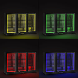 Chłodziarka barowa - 1330 mm - 320 litrów - z oświetleniem LED & 3 drzwiami na zawiasach - zewnętrzna & wewnętrzna czarna