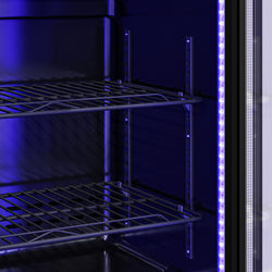 Chłodziarka barowa - 900 mm - 220 litrów - z oświetleniem LED & 2 drzwiami na zawiasach - zewnętrzna & wewnętrzna czarna