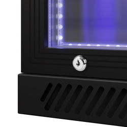 Chłodziarka barowa - 1330 mm - 320 litrów - z oświetleniem LED & 3 drzwiami na zawiasach - zewnętrzna & wewnętrzna czarna